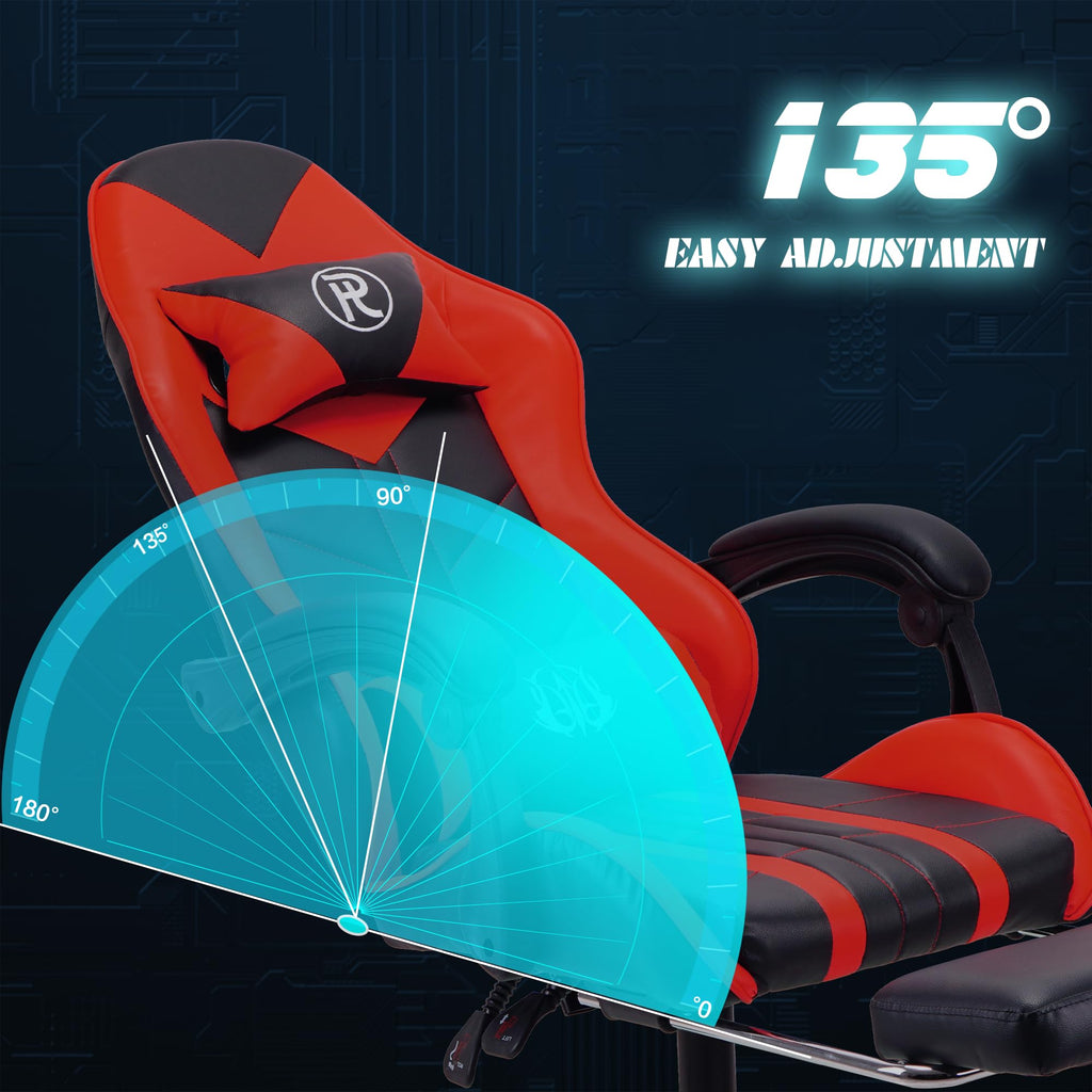 Play haha Ergonomic Gaming Chair – PU Leather Racing Desk Chair with Footrest