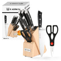 KATISUN 8-Piece German Steel Knife Set with Block | Polished Handles