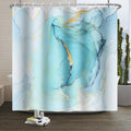 Jolof Store Baby Blue Gold Marble Shower Curtain | Waterproof Polyester
