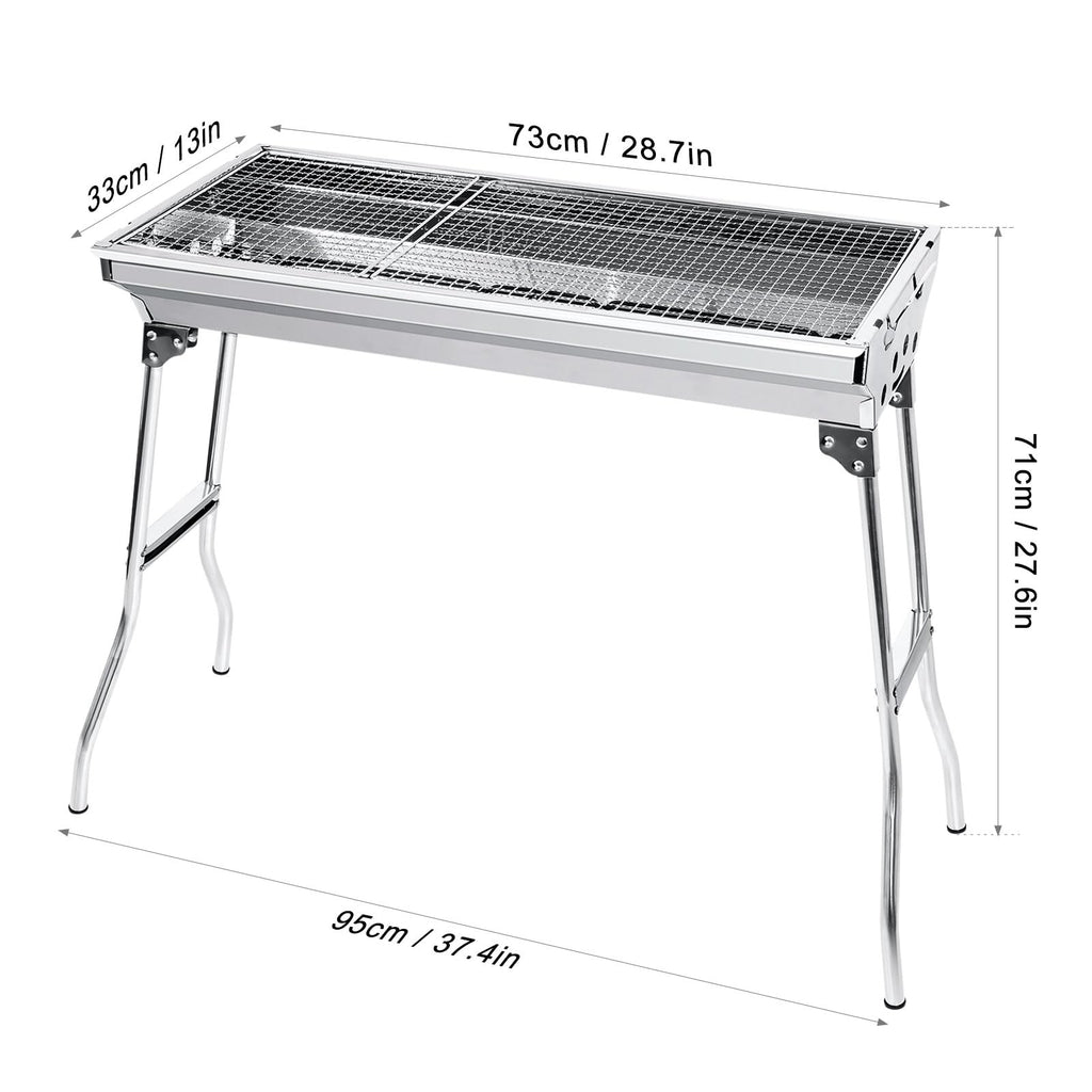 AGM Portable Charcoal Barbecue – Folding Stainless Steel Camping Grill