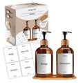 Original Corner Soap Dispenser Set - 2 x 500ml Bottles with Bamboo Stand