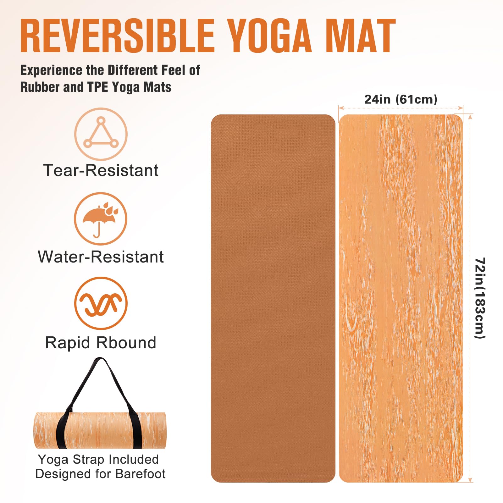 Marjar Extra Thick 10mm Yoga Mat – Non-Slip Rubber & TPE Exercise Mat