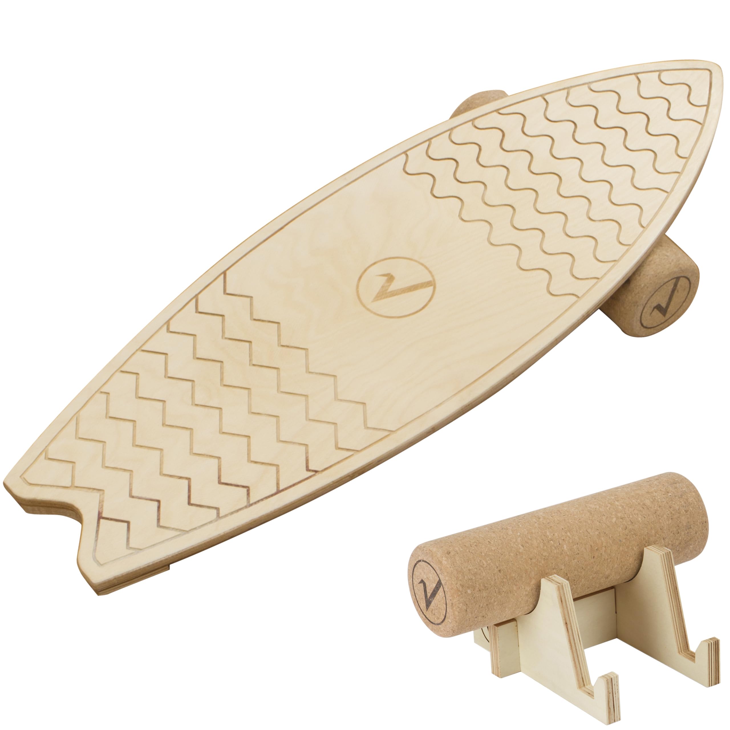 Valuents Maple Wood Surf Balance Board with Cork Roller and Non-Slip Mat