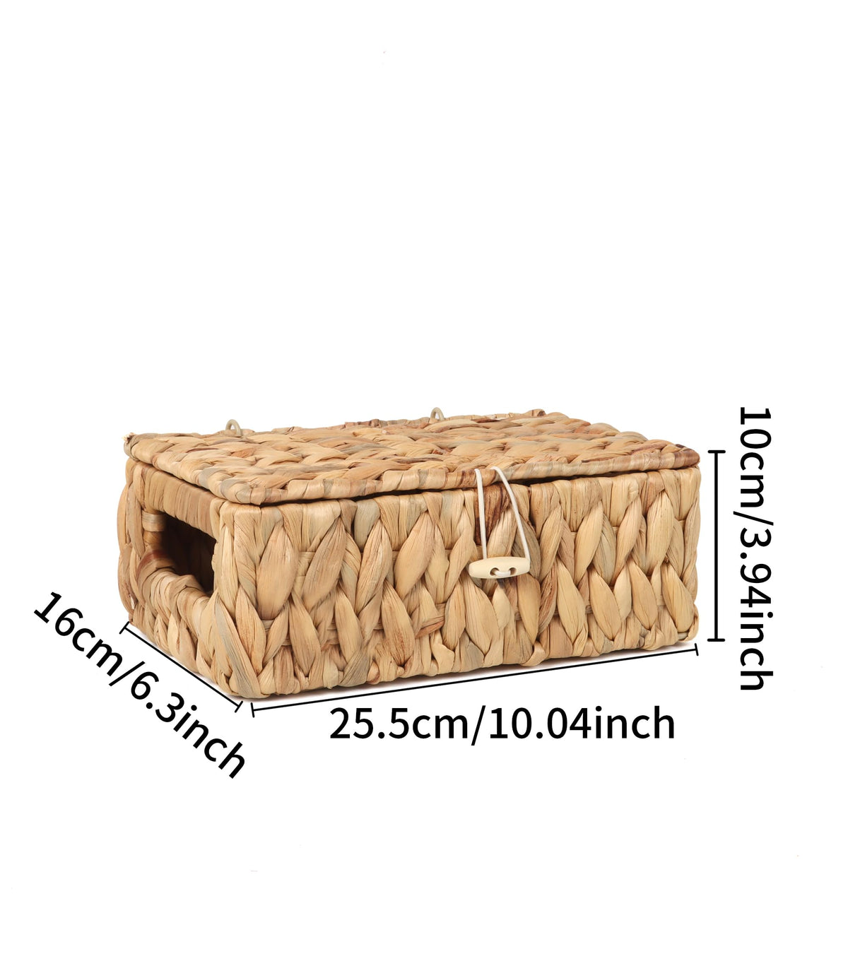 FEIALNDUO Wicker Shelf Baskets with Lid, Seagrass Storage Hamper Basket Bins Rectangular Box for Home Desktop Organizer Natural, X-Small