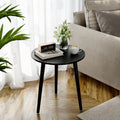 APICIZON Round Side Table – Black Wooden End Table for Small Spaces