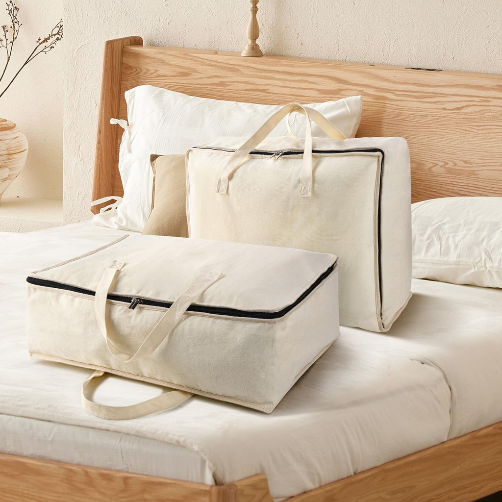 Belinlen 2 Pack Canvas Storage Bags Cotton Natural Closet Soft Storage Bags - image 5