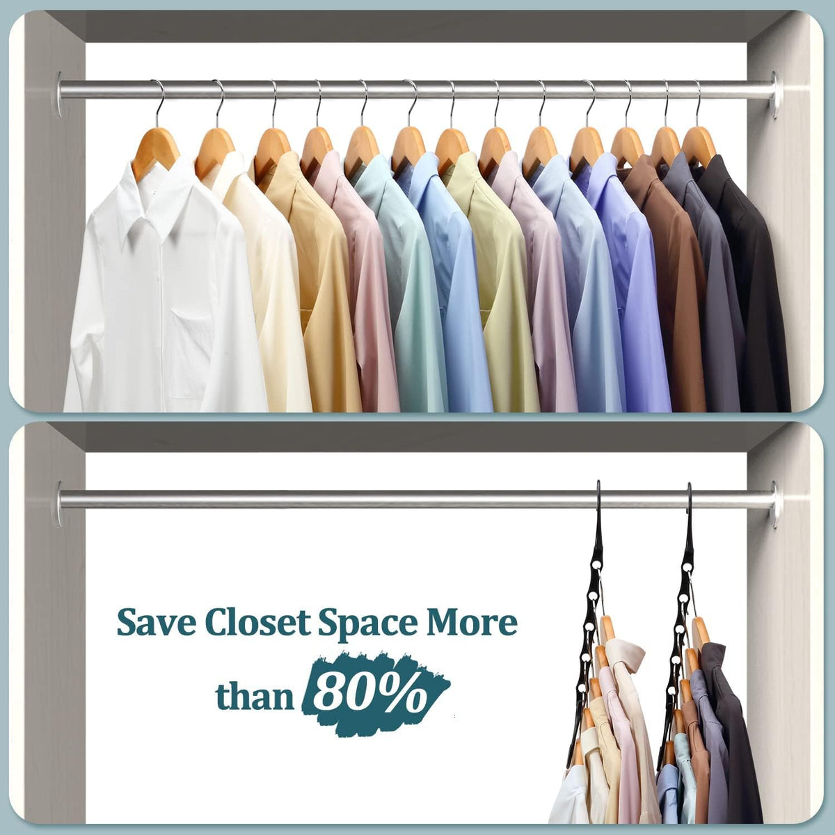 Eupako 12 Pack Space Saving Hangers, Black Closet Organizers and Storage - image 3