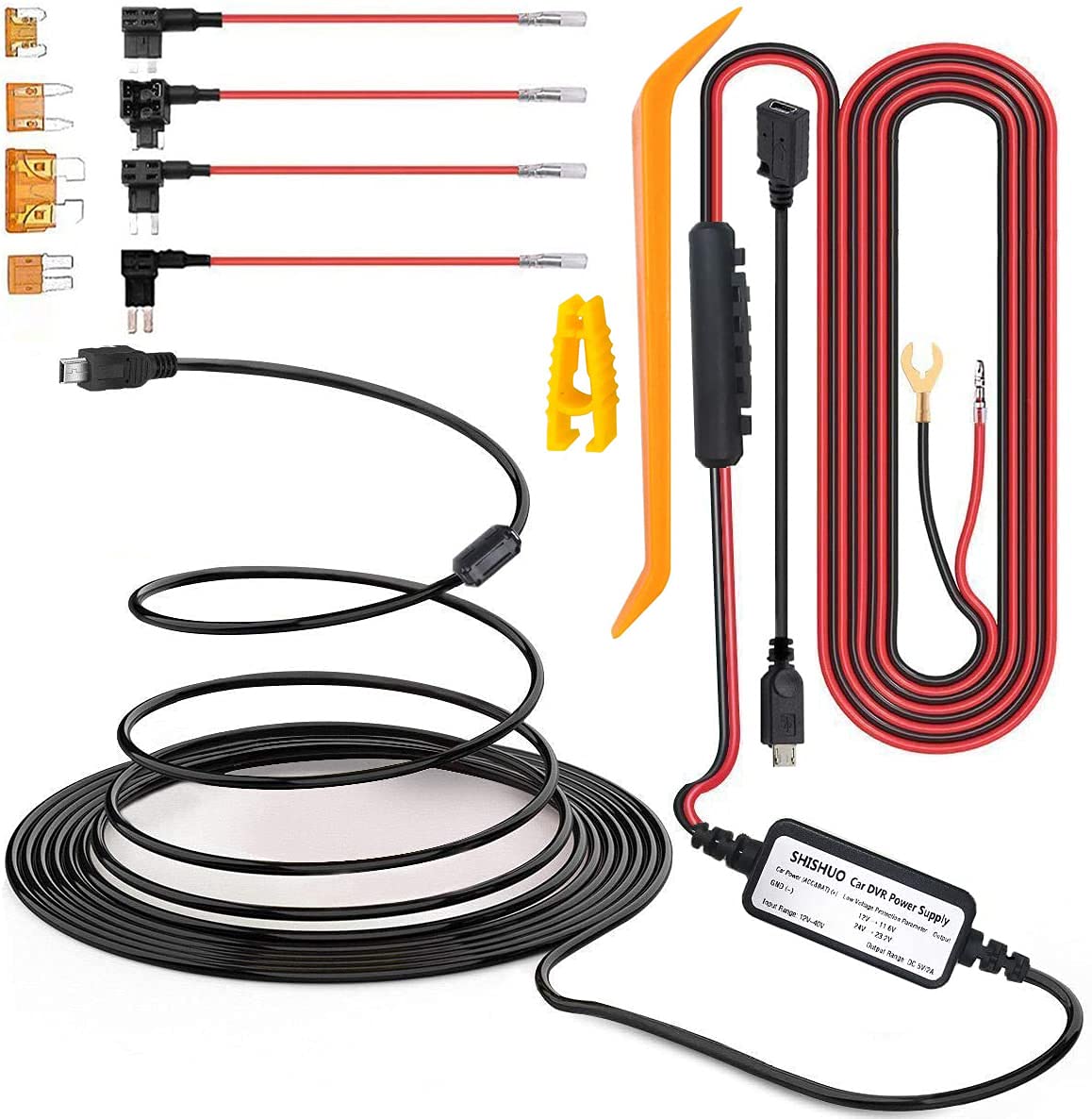 SHISHUO Dash Cam Hardwire Kit | Mini & Micro USB with 4 Fuse Types