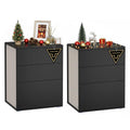 VASAGLE Set of 2 Bedside Tables | 3-Drawer Toolless Nightstand – Black