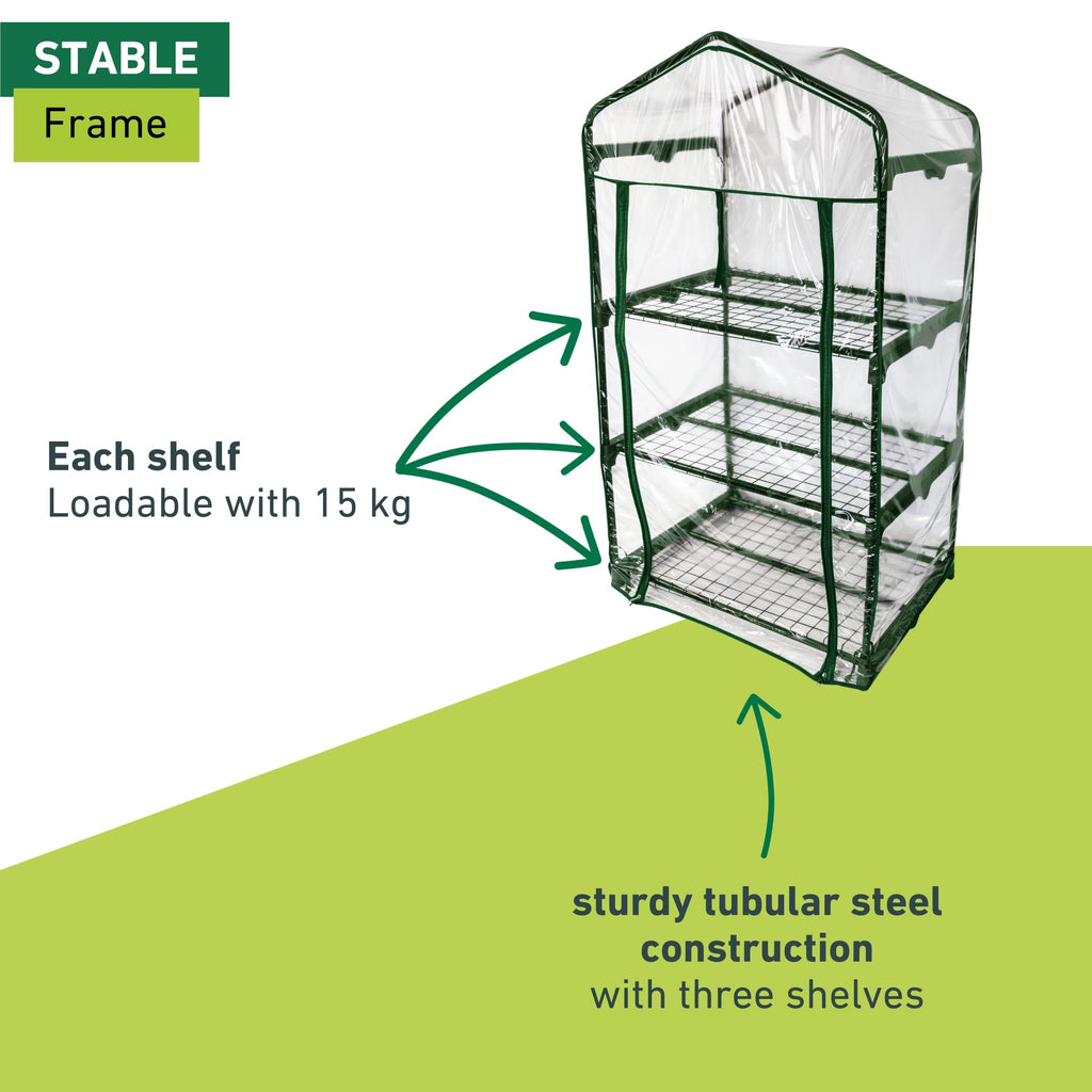 Windhager Balcony Cold Frame Foil Greenhouse - 3 Shelves, 68x49x128 cm
