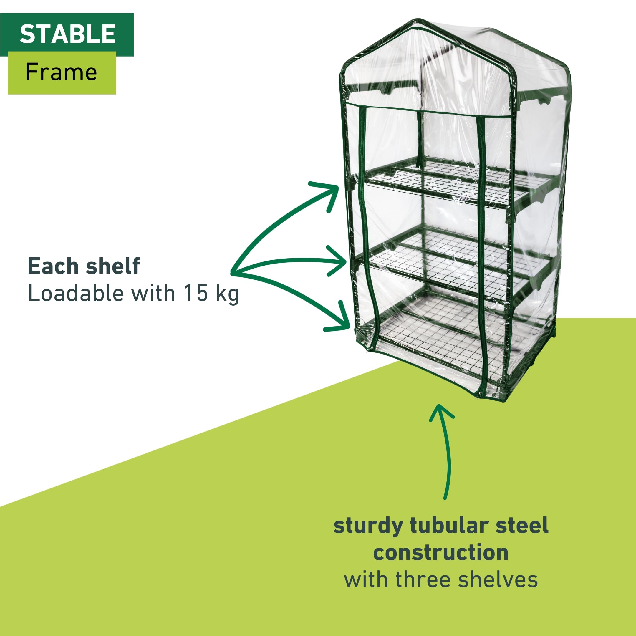 Windhager Balcony Cold Frame Foil Greenhouse - 3 Shelves, 68x49x128 cm