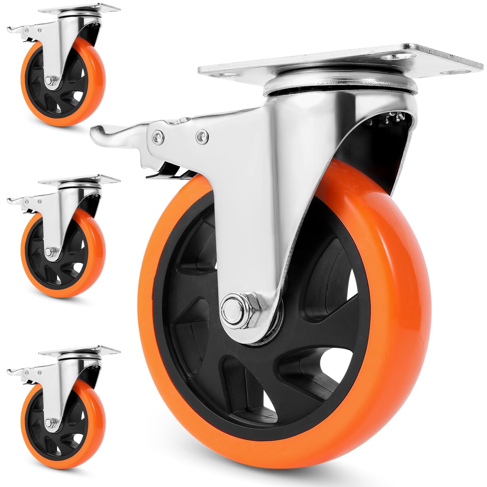 WEIBIDA 5-Inch Heavy Duty Caster Wheels | 1400lb Capacity | Set of 4