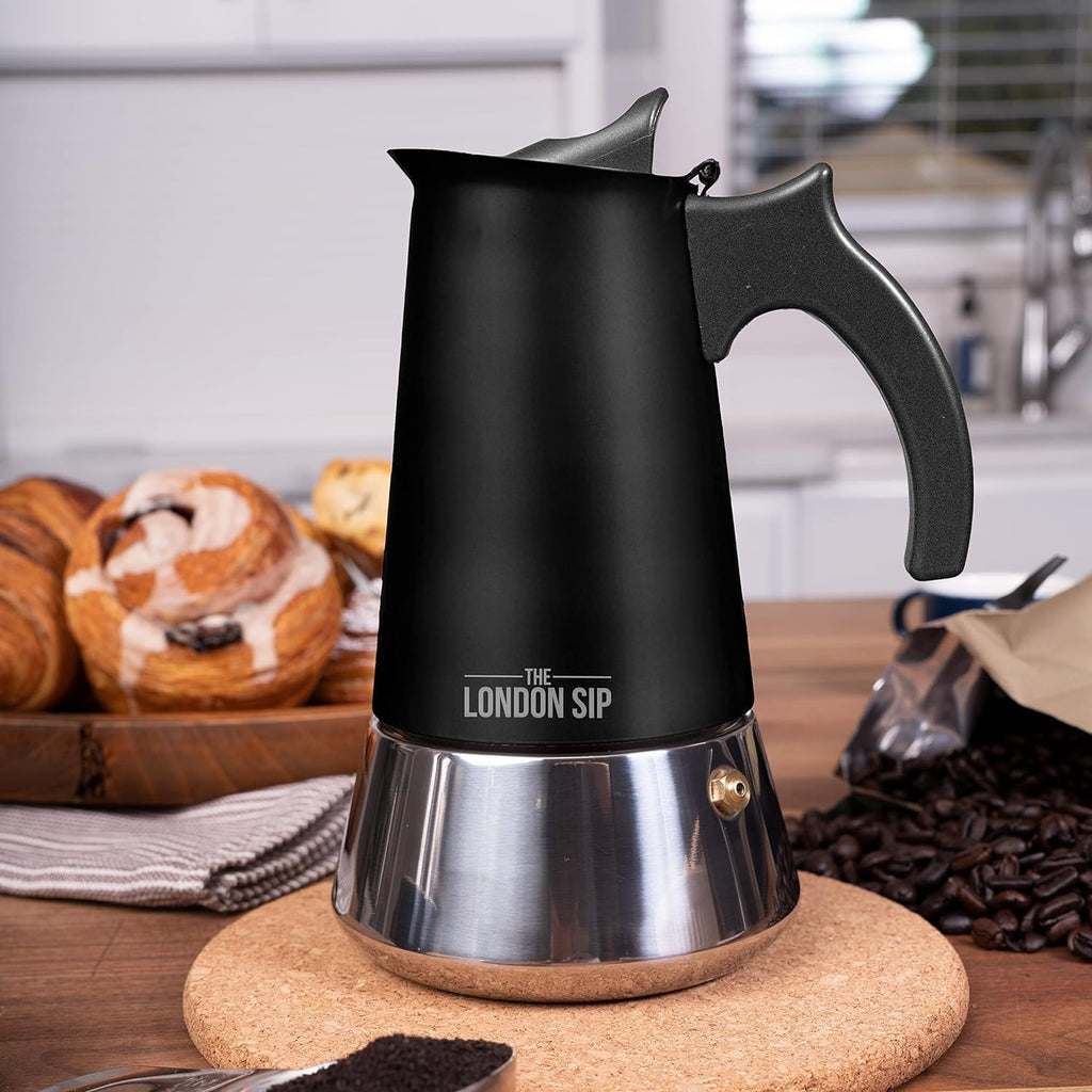 The London Sip Moka Pot | 6-Cup Stainless Steel Induction Coffee Maker