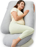 Momcozy 57-Inch U-Shaped Pregnancy Pillow | Full Body Support - Hatha Grey
