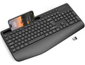 Wireless Ergonomic Keyboard with Wrist Rest & Phone Holder