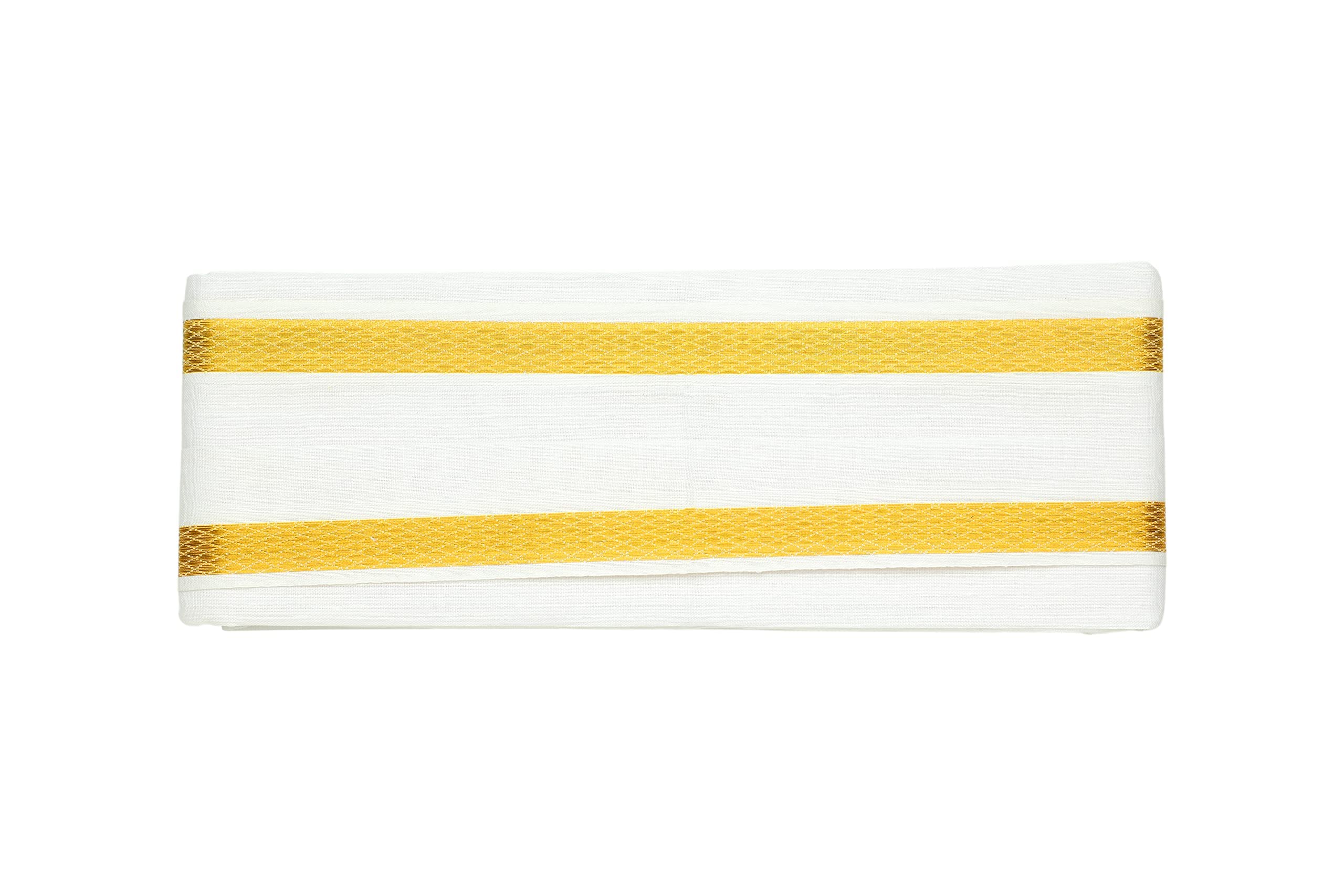 Aditri Creation Cotton Angvastram – White Golden Border Pooja Shawl