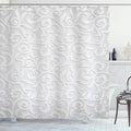 ABAKUHAUS Grey Shower Curtain – Abstract Ivy Floral Fabric Bathroom Decor