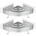 GRICOL Corner Shower Caddy – Rust-Proof Metal Shelf with 2 Hooks (Silver)