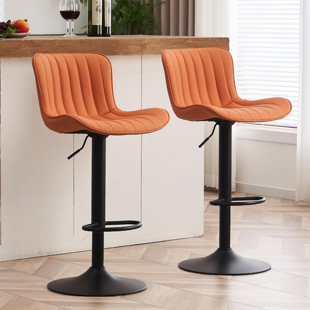 Kidol&Shellder Bar Stools Set of 2 Modern Breakfast Bar Stools, Camel - image 1