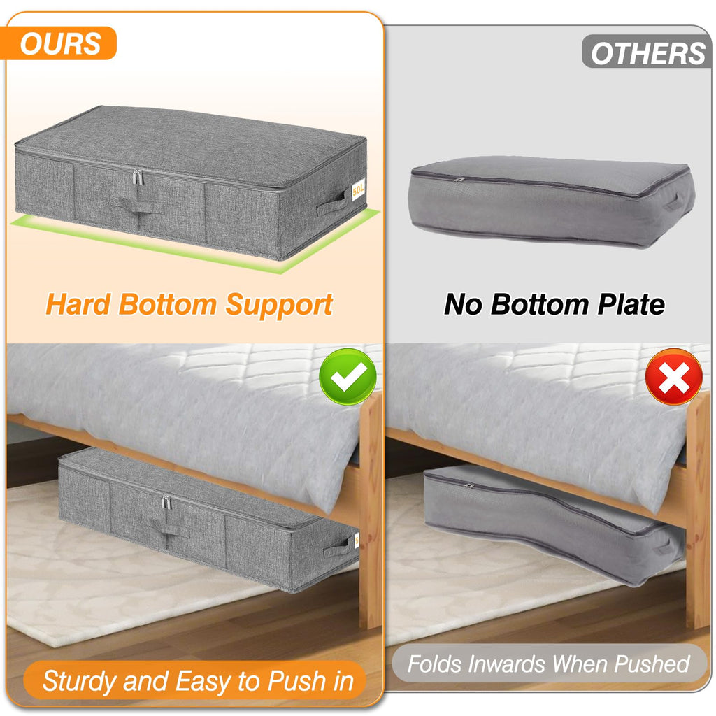 Jolof Store Under Bed Storage Box with Lids – 3 Pack Foldable Fabric Bags