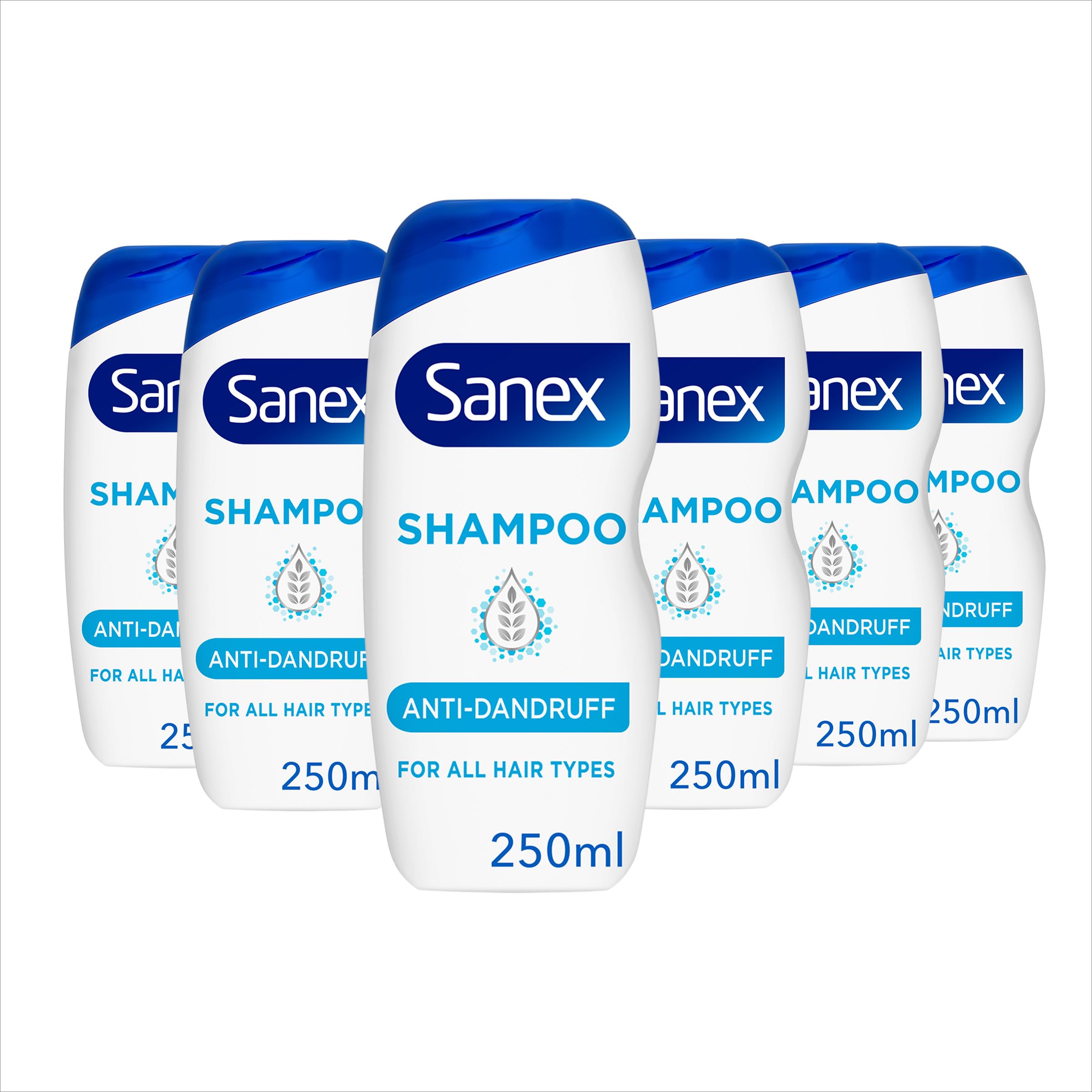 Sanex Anti-Dandruff Shampoo - Nourishing & Gentle Scalp Care - 6 x 250ml