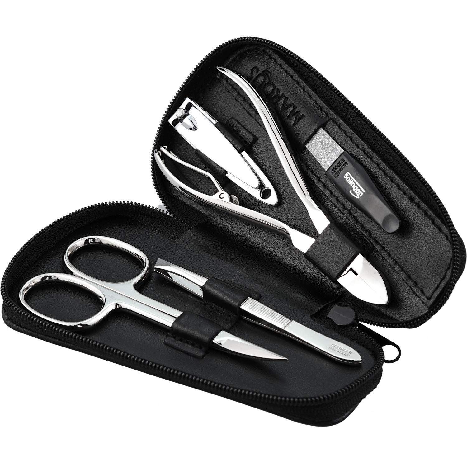 Marqus 5-Piece Manicure Set – Real Nappa Leather Case Grooming Kit