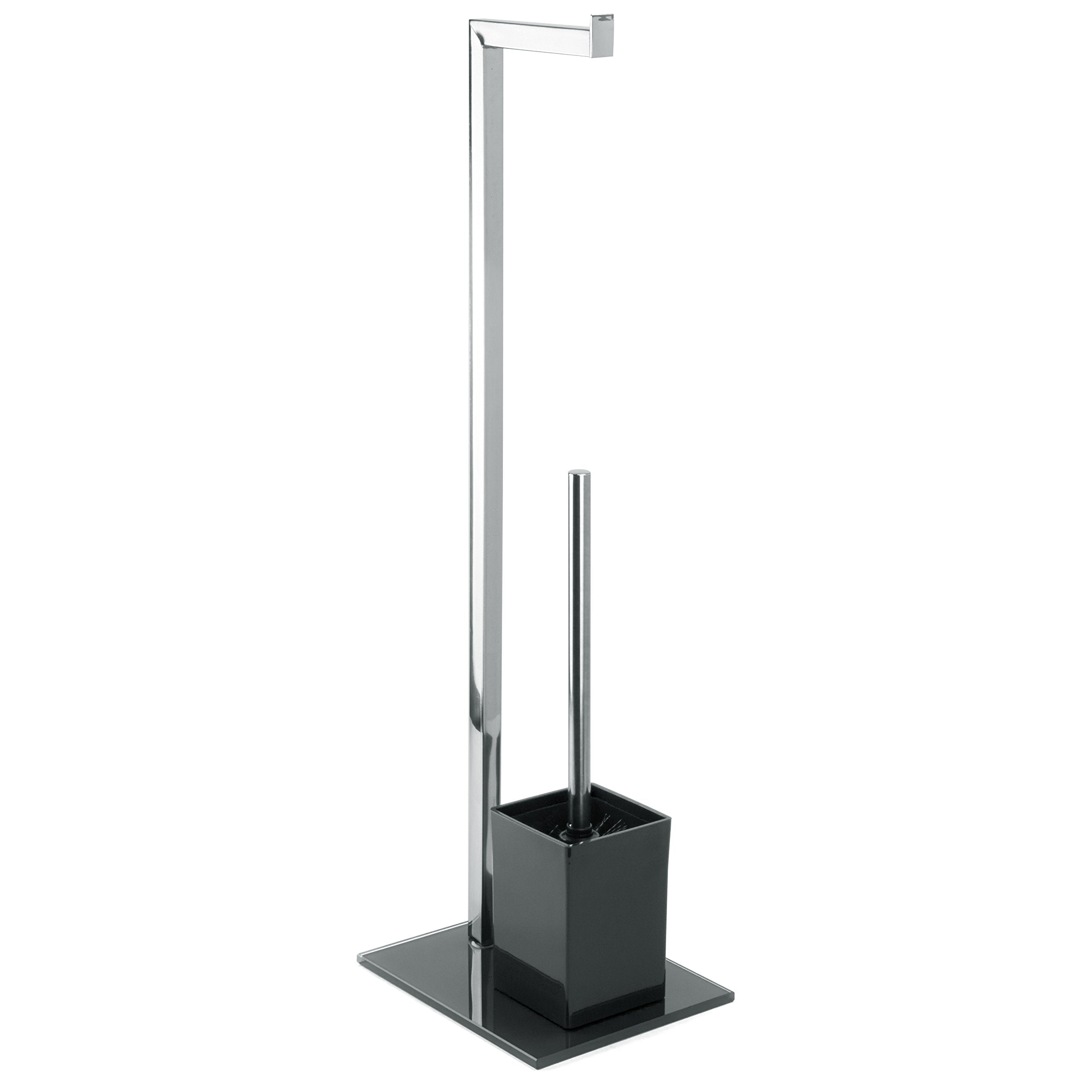 MSV Stainless Steel and Glass Toilet Brush – Modern Black Bathroom Decor