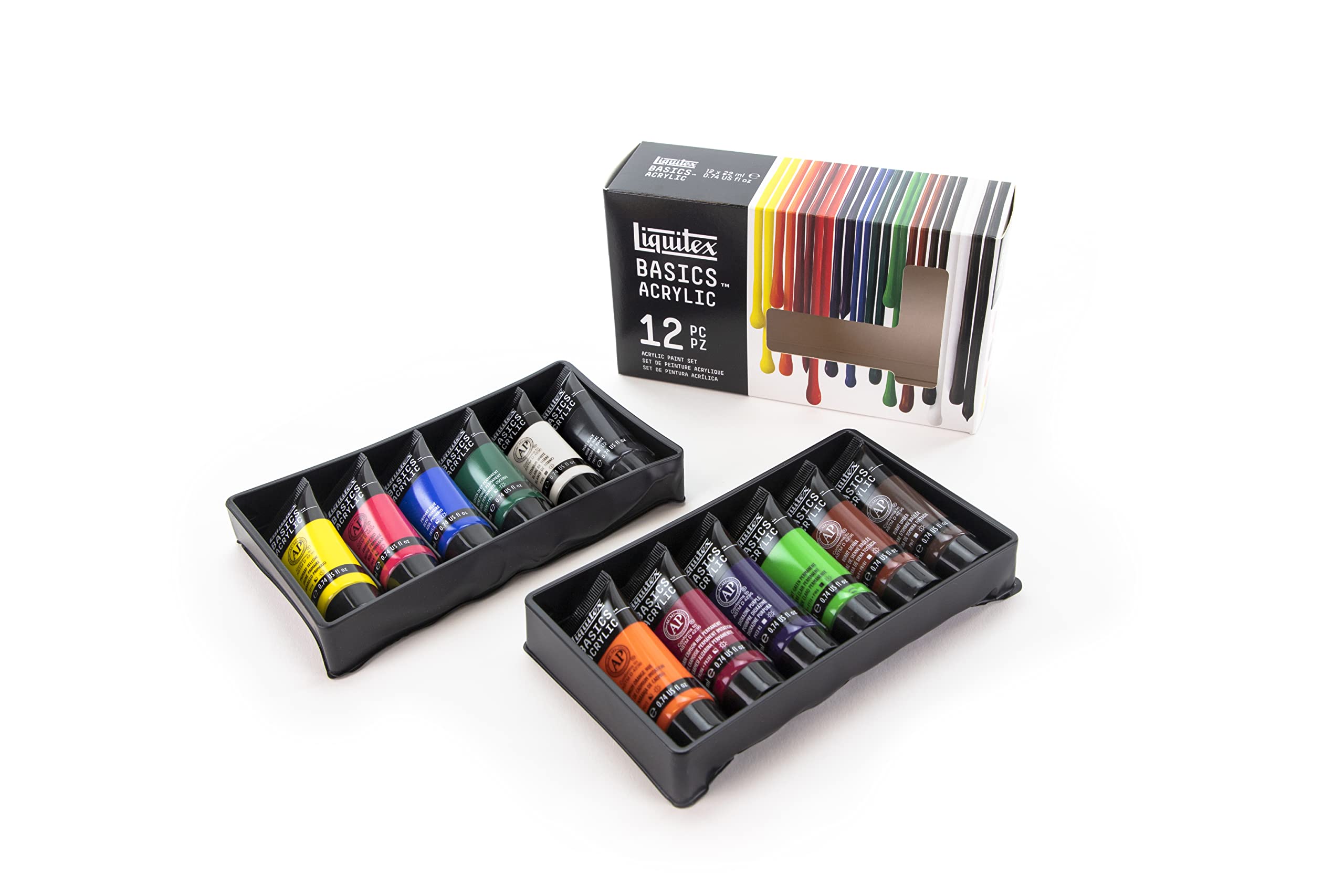 Liquitex Basics Acrylic Paint Set – 12 Colors, 22ml Artist Tubes