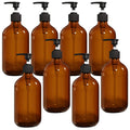 SENENQU 8 Pack 500ml Pump Bottle Dispenser | Dark Brown PET Plastic