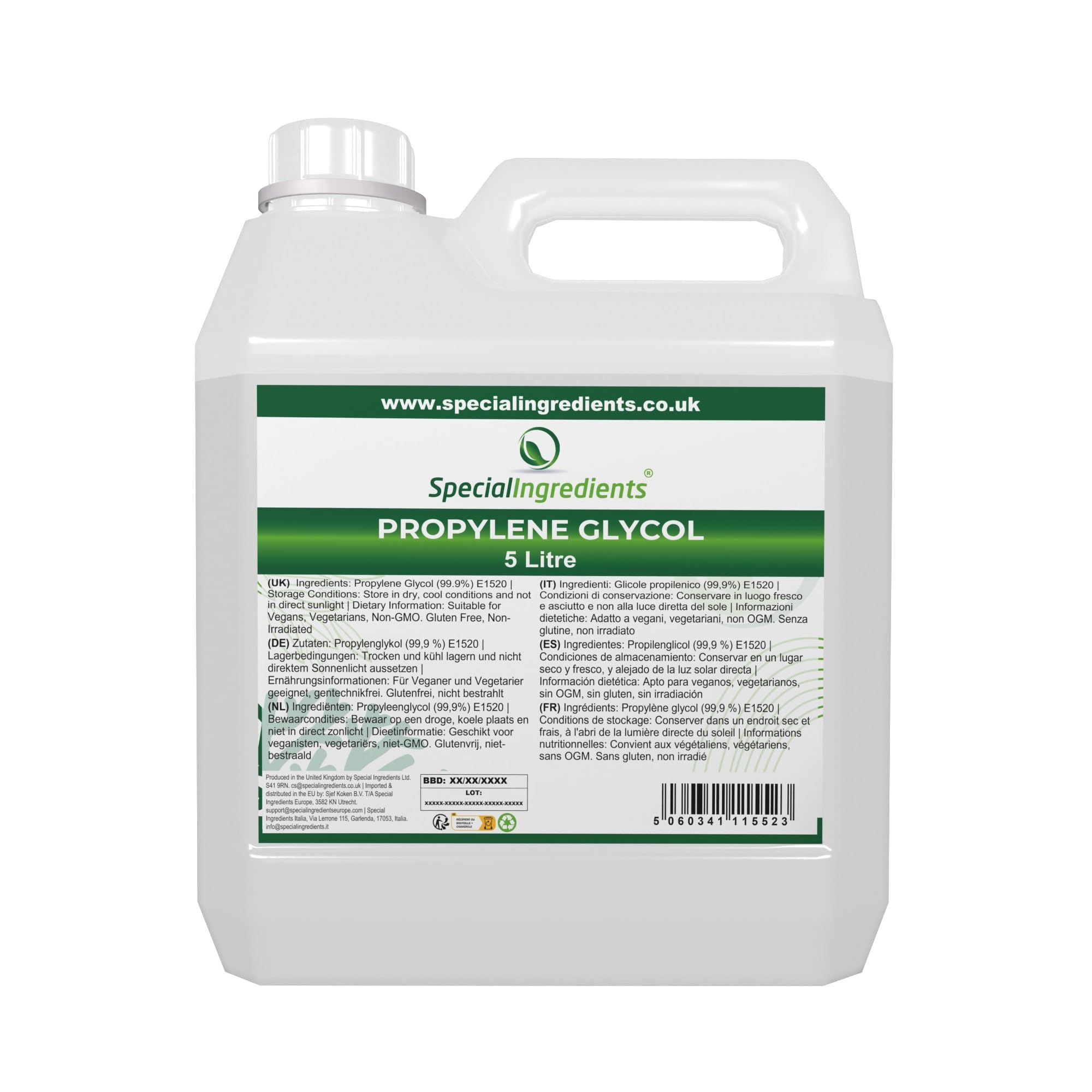 Jolof Store Mono-Propylene Glycol (MPG) 5L | USP/EP Pharma Food Grade