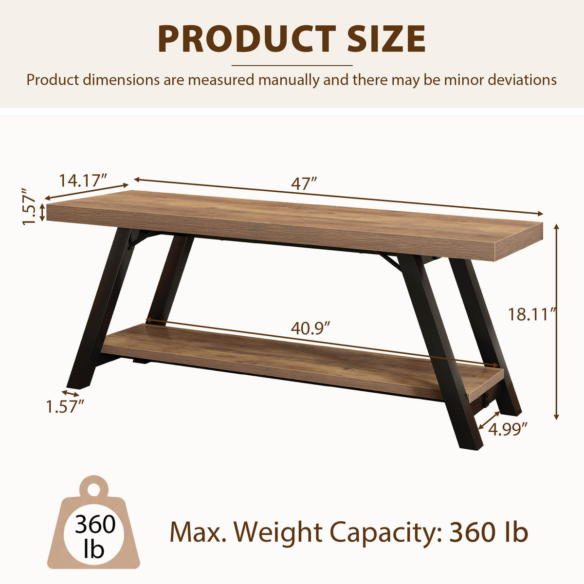 LVB Shoe Storage Bench Entryway Benches for Hallway 120cm Rustic Oak - image 2