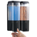 Unisence 2-Chamber Shower Soap Dispenser | Wall Mounted No-Drill Black