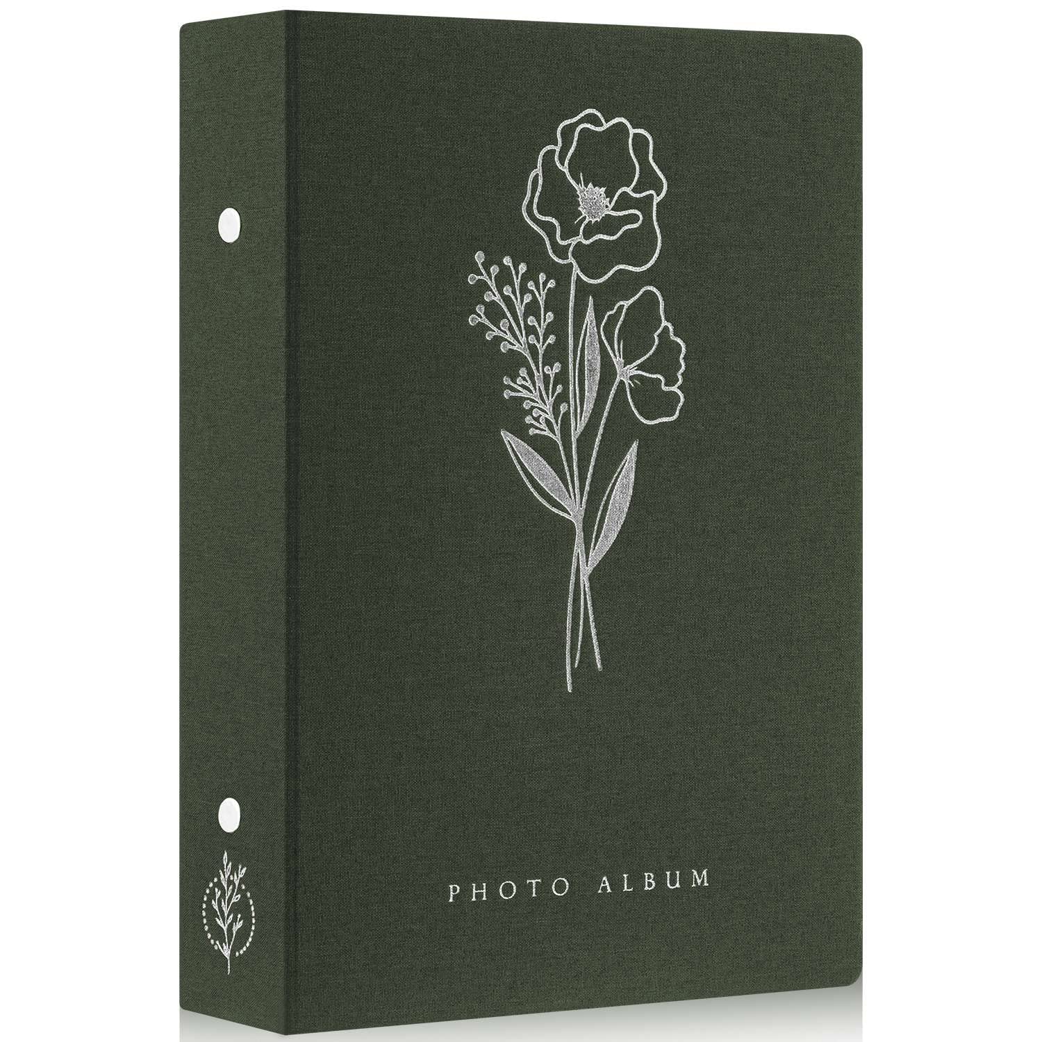 Lanpn Linen Photo Album 6x4 Slip in - 300 Pockets Landscape Book Green
