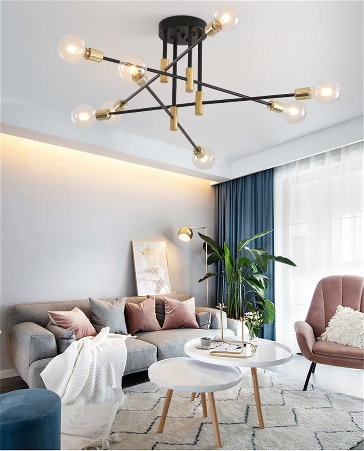 WQCSH Modern Minimalist Chandelier – Metal Satellite Pendant Light