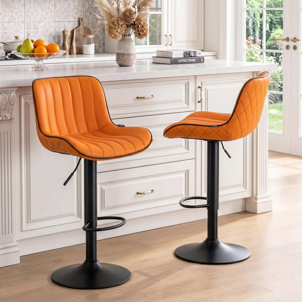 YOUNUOKE Orange Bar Stools Set of 2 Modern Counter Height Barstool - image 1