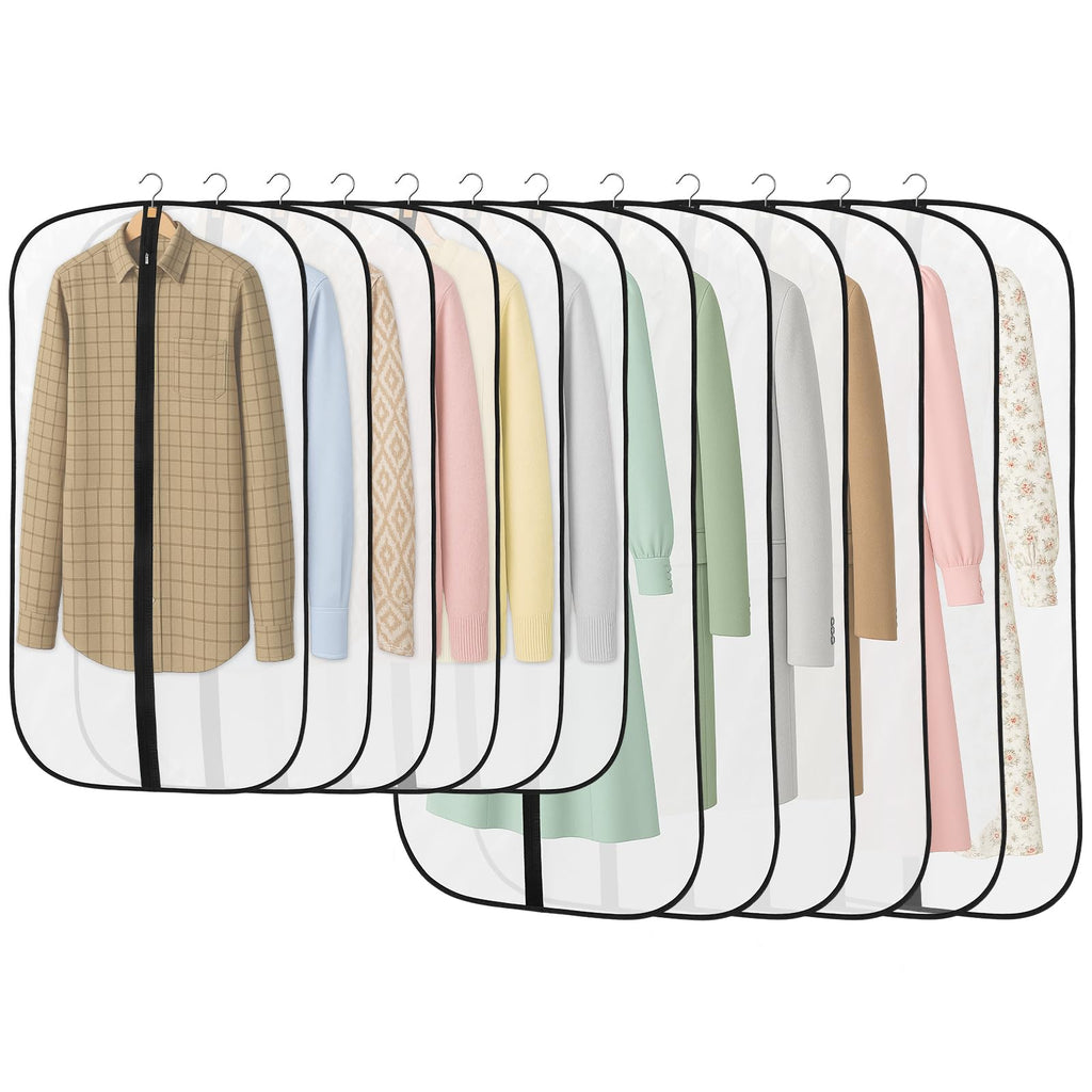 12 Pack Garment Bags, PEVA Translucent Clothes Covers, Suit Bag 40in+47in - image 1
