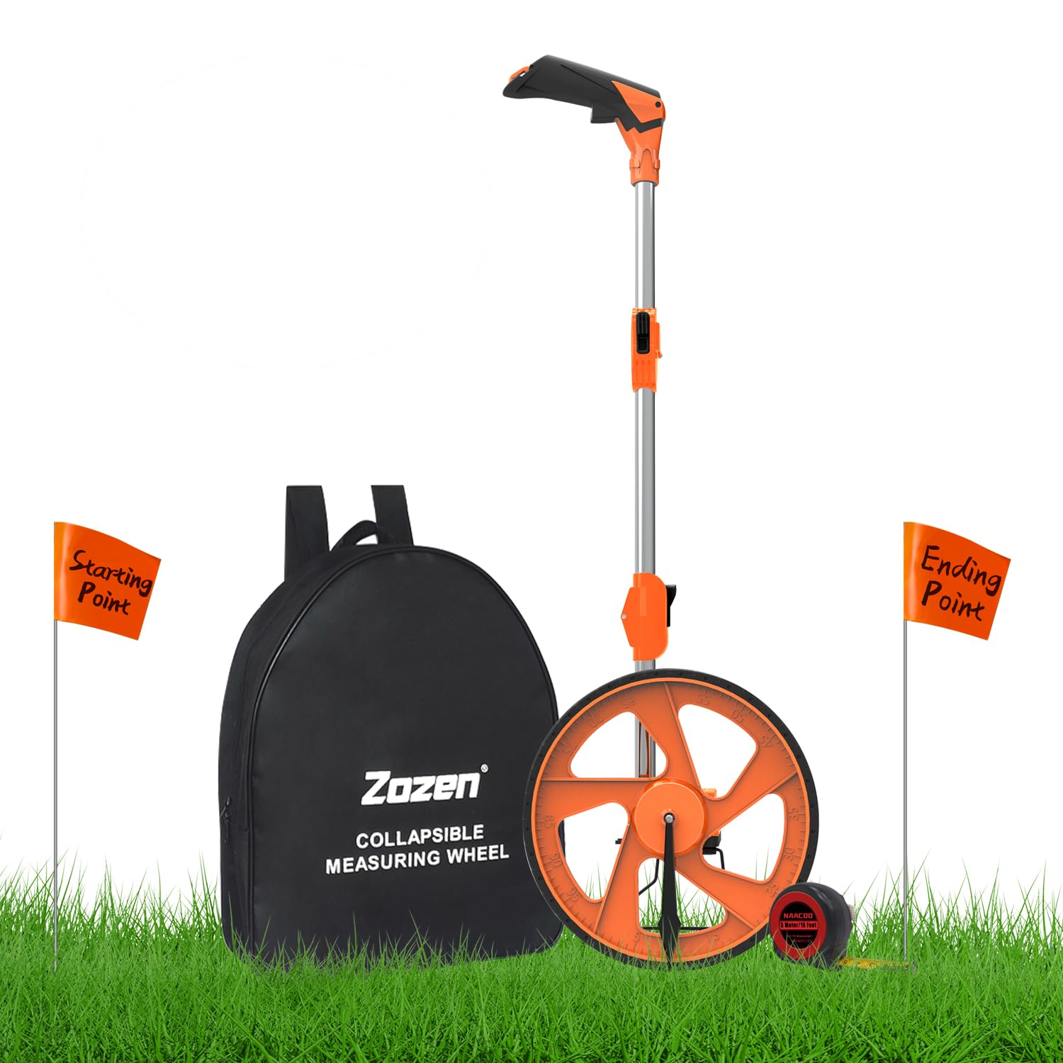 Zozen Distance Measuring Wheel with 20 Marking Flags and Carrying Bag