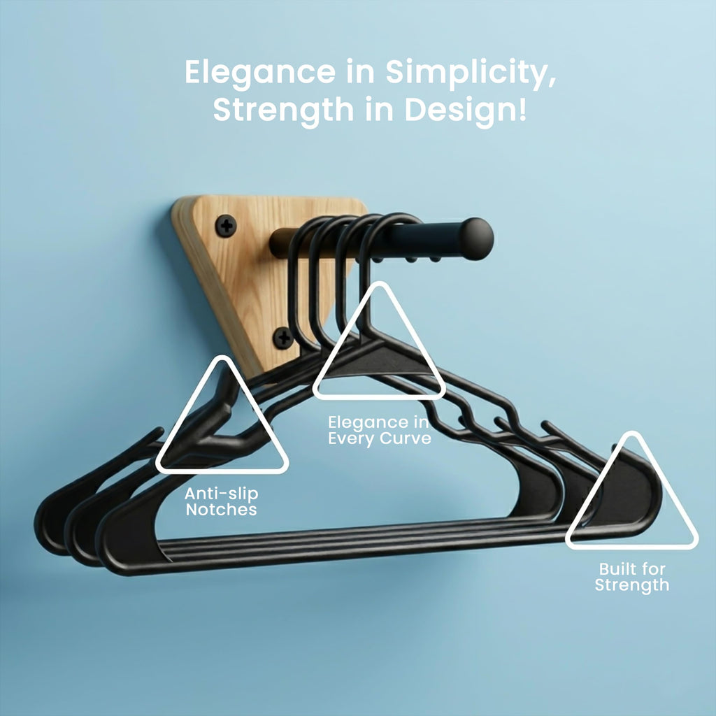 Utopia Home Clothes Hangers with grooves 50 Pack 16.14"/41cm wide, Heavy duty Plastic hangers for Coat Black - image 5
