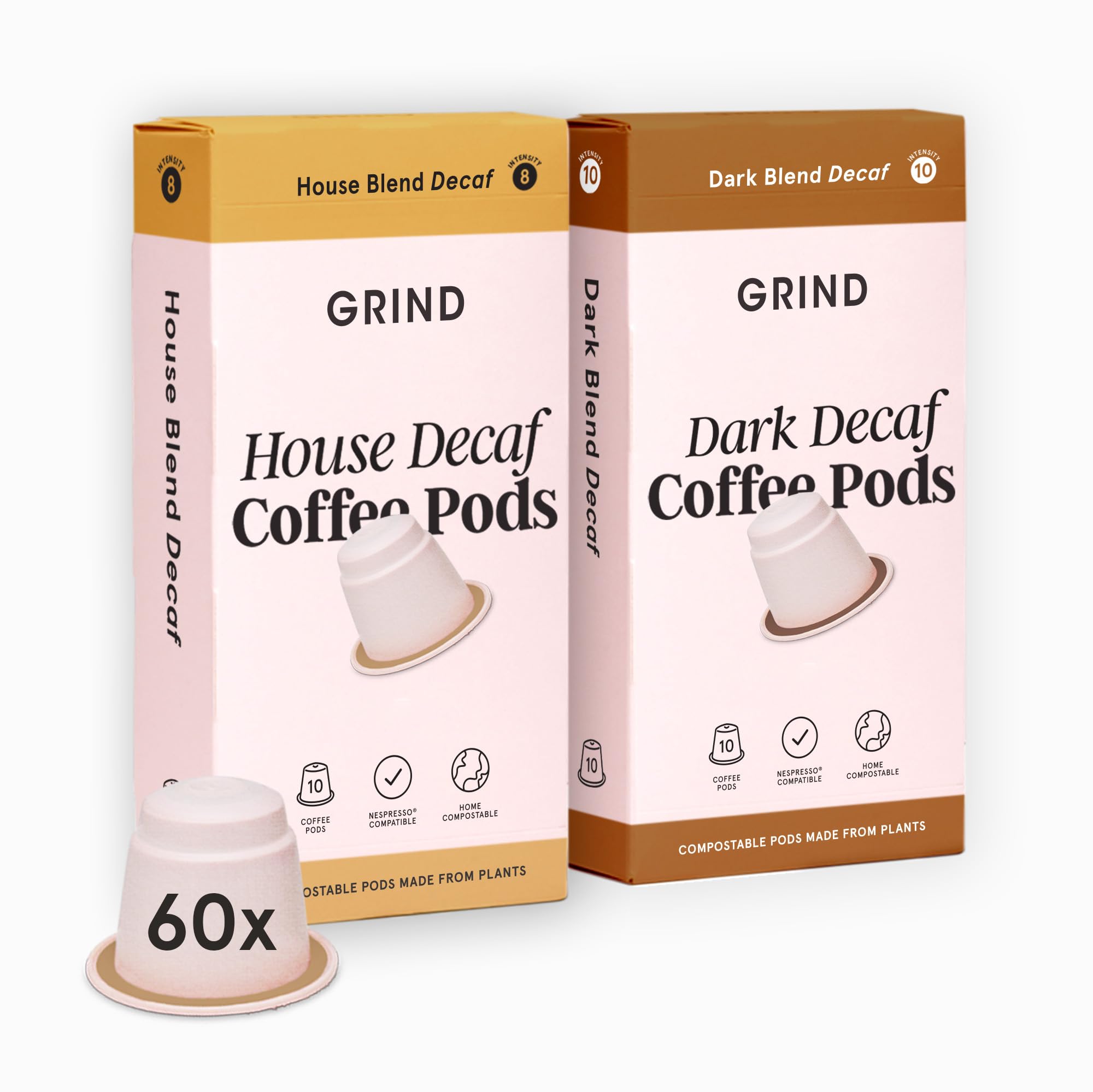 Grind Decaf Variety Coffee Pods – 60 Biodegradable Nespresso Capsules