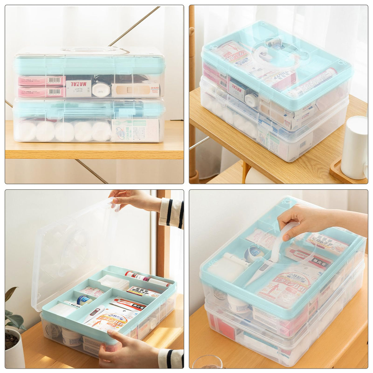 Craft Storage Box Clear Craft Stackable Large Sewing Box with 7 Compartment Tray Large Capacity for Medications, Sewing Supplies - image 4