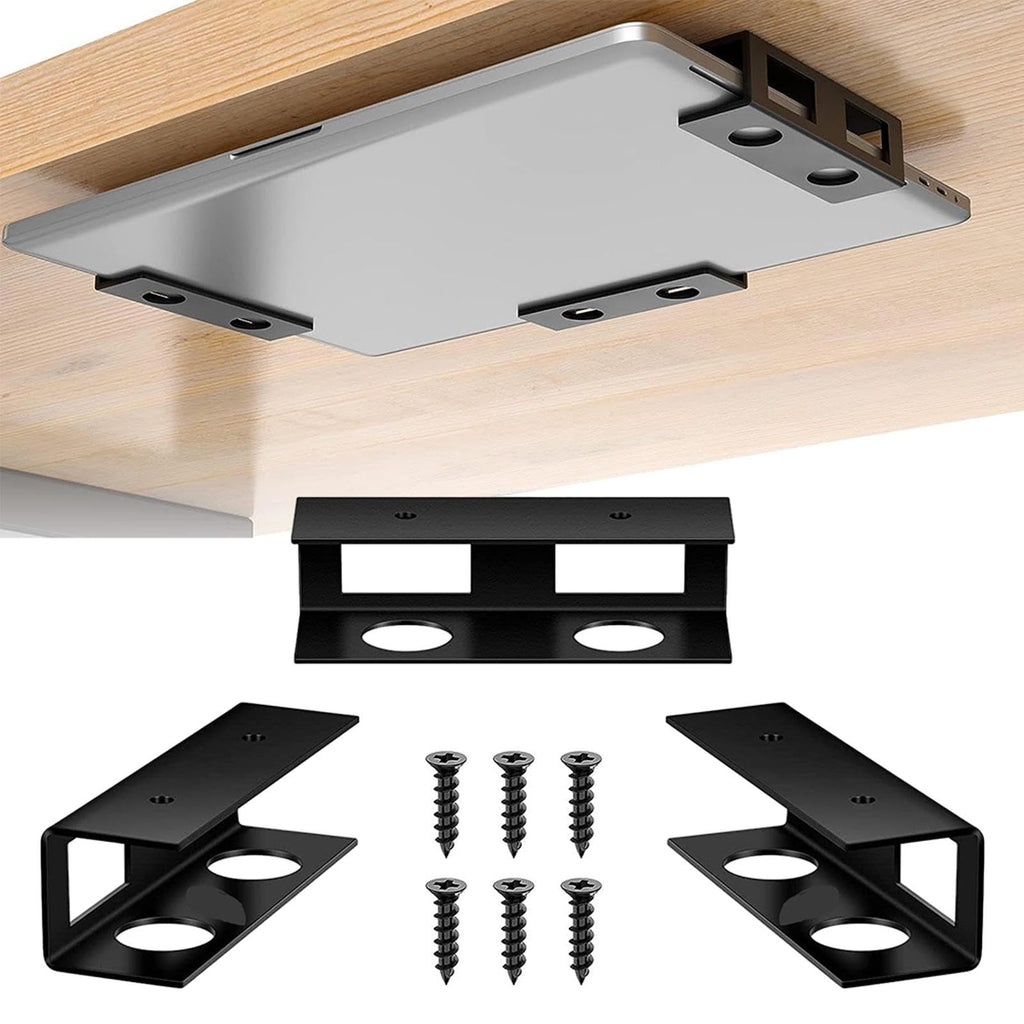Kisbeibi Under Desk Laptop Mount, Metal Under Desk Laptop Storage Holder with Screws, Under Table Desk Holder for Laptop, Tablet - image 1