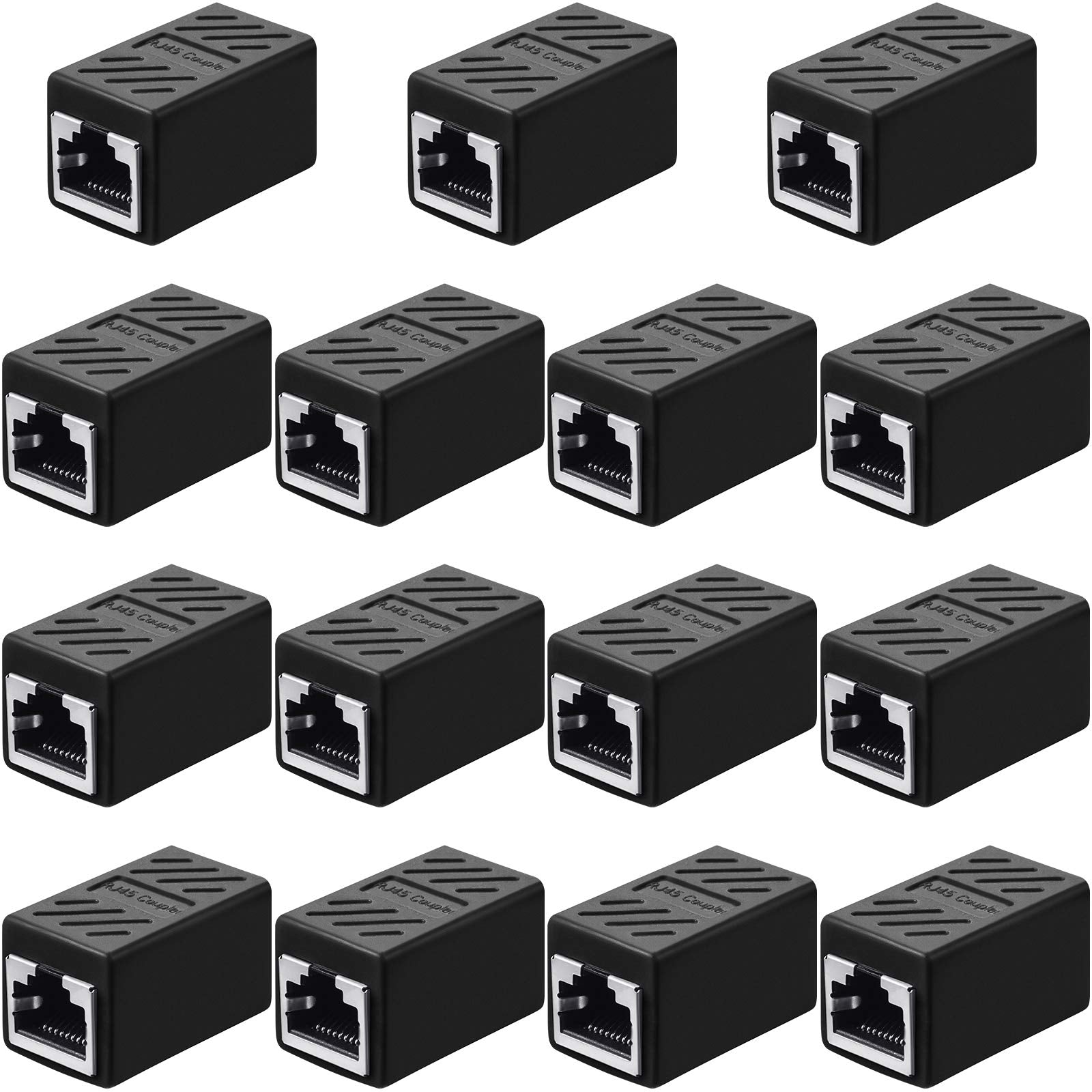Frienda RJ45 Coupler 15-Pack | Shielded Ethernet Extension Adapter – Black