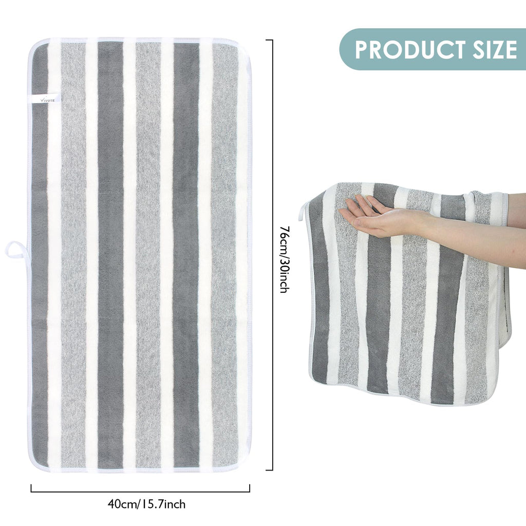 VIVOTE Bathroom Hand Towels Microfibre Hand Towel with Hanging Loop Grey