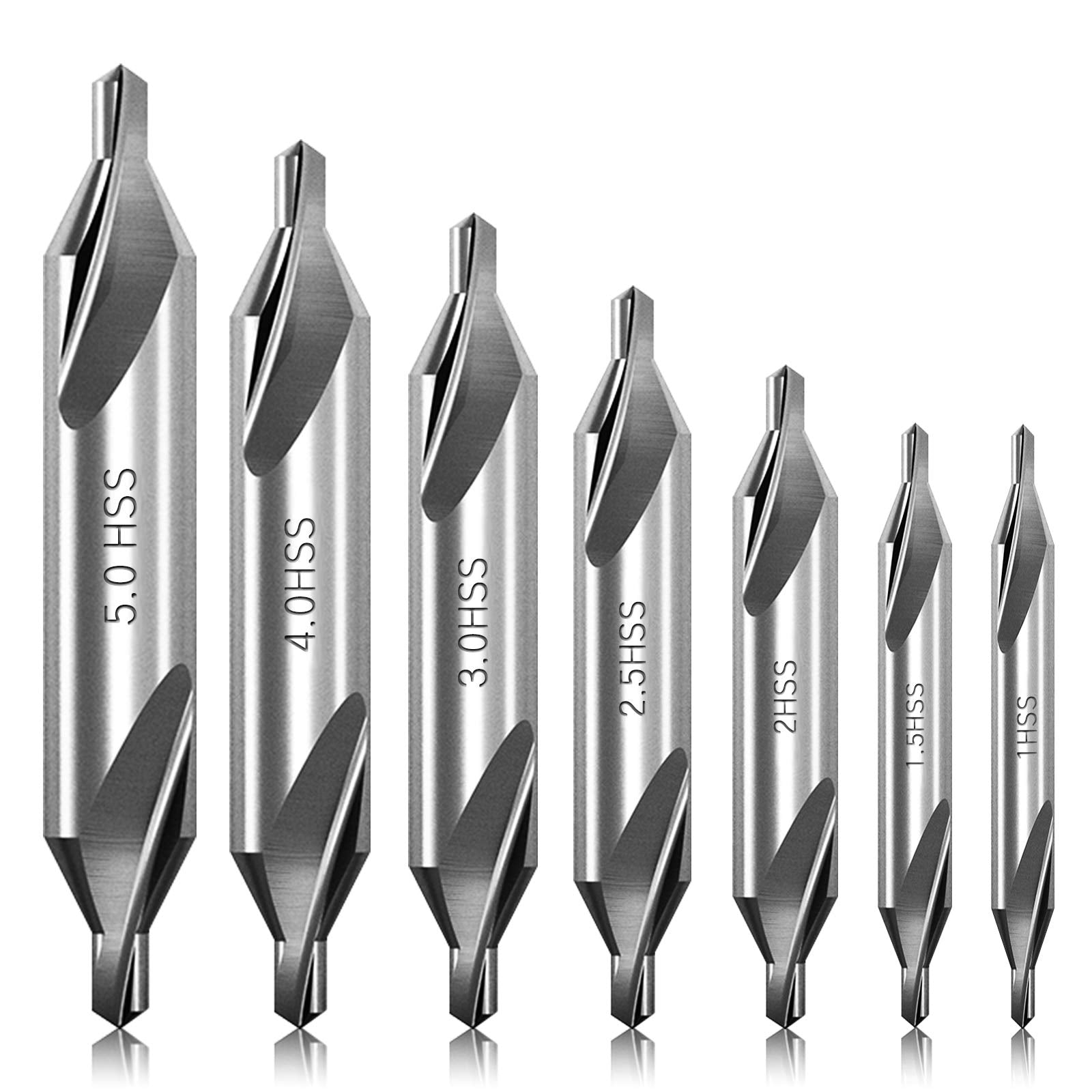 Jolof Store 7pc HSS Center Drill Bit Set | 60-Degree Lathe Countersink