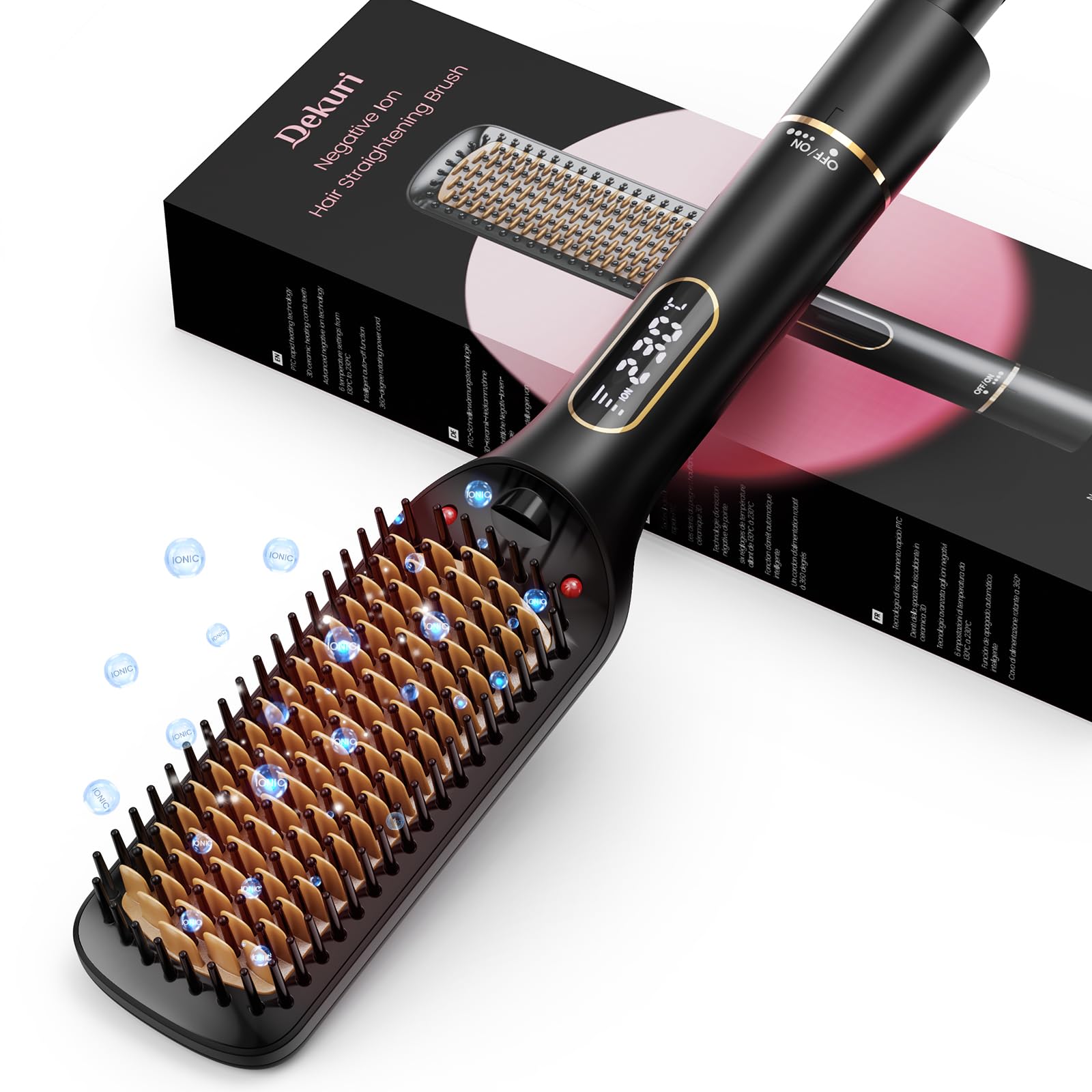 Jolof Store Ionic Hair Straightener Brush | 42mm Wide 2-in-1 Styling Tool
