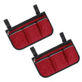YELARXI Beach Chair Armrest Bag, Beach Side Bag Hanging Storage Organizer with Reflective 4 Pockets Waterproof Pouch 13 x 7" & 2Pcs & Red - Fit for - image 1
