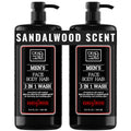 Dead Sea Collection 3-in-1 Men's Sandalwood Body Wash & Shampoo - 2 Pack