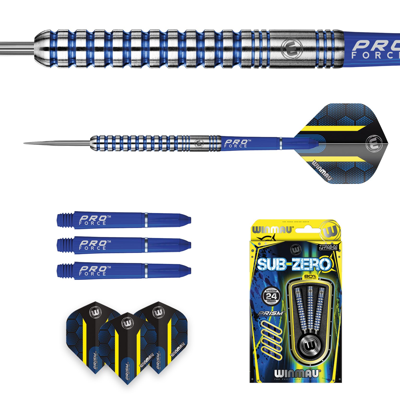 WINMAU Sub-Zero 24g Steeltip Darts Set | 80% Tungsten Professional Darts