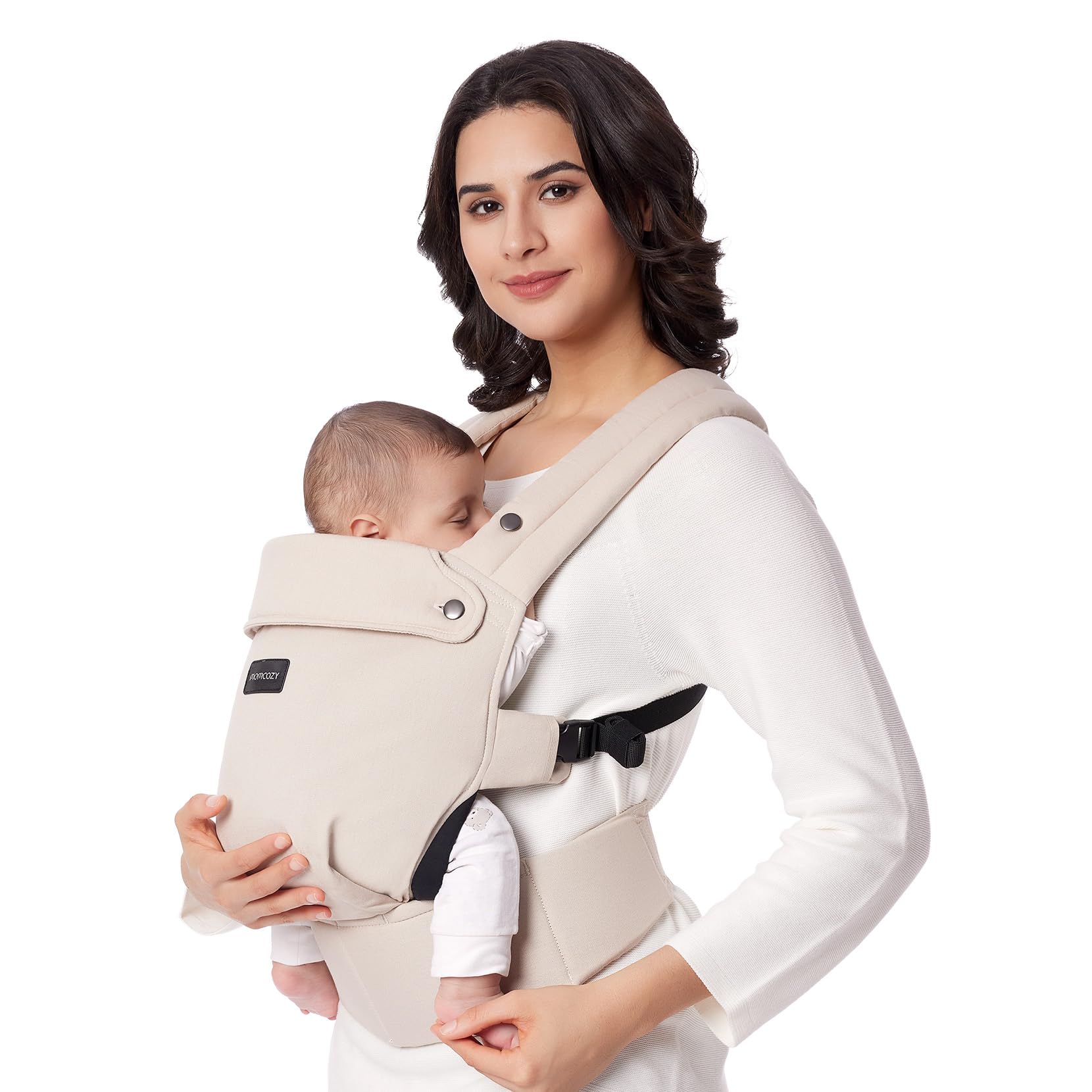 Momcozy PureHug Baby Carrier – Pure Cotton with Lumbar Support, Khaki