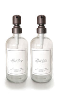 NIKITA Clear Glass Soap Dispenser Set - 500ml Silver Stainless Steel